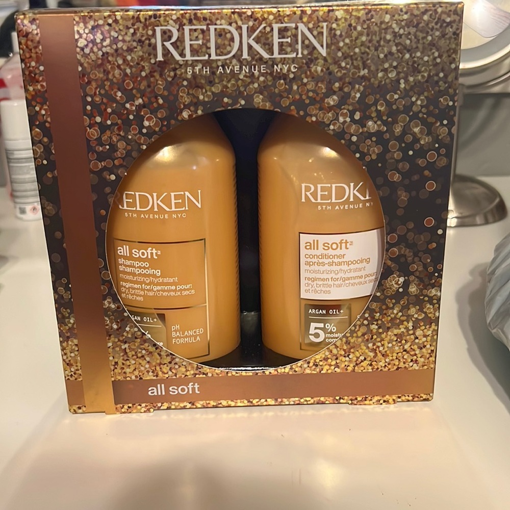 Redken All Soft Shampoo and Conditioner duo set.